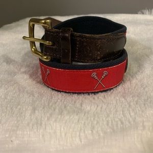 Vineyard Vines Men's Club Belt Red Canvas Lacrosse Stick Size 34
